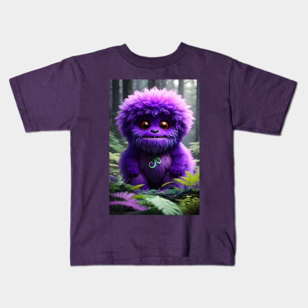 Cute Fluffy Monster 006 Kids T-Shirt by PurplePeacock